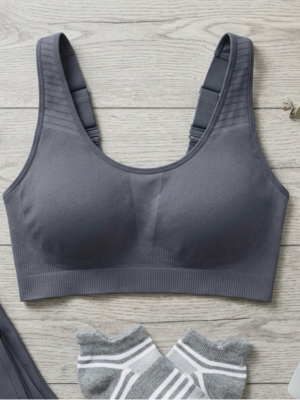 Blue Seamless Scoop Crop Sports Bra